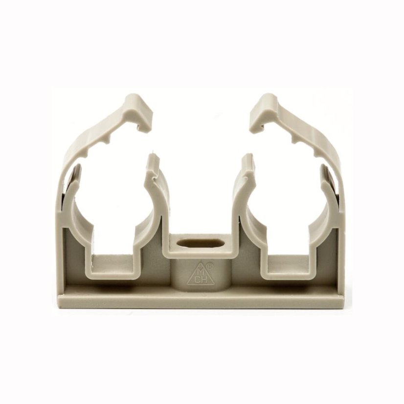 Dvojpříchytka na potrubí z plastu s klipem - Rozměr příchytky: 2x20