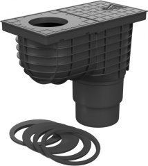 Lapač střešních splavenin UNIVERZÁLNÍ odtok "GAJGR" DN 110/125 mm černý